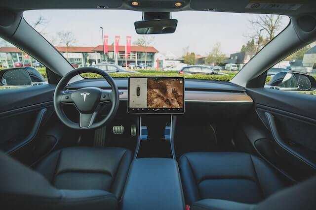 Interior of a Tesla car.