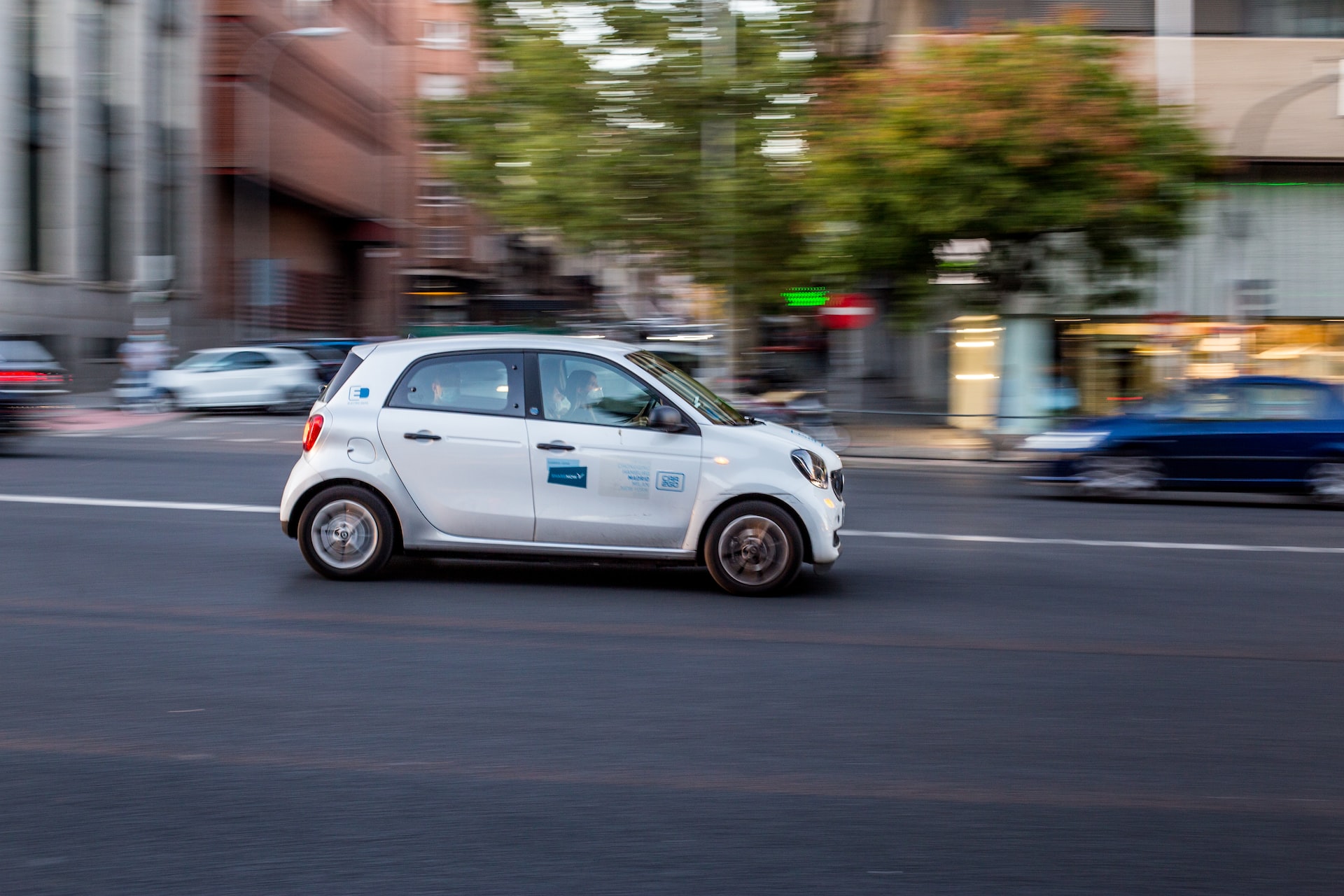 Electric car speeding off.