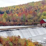 Small dam producing hydroelectric energy.